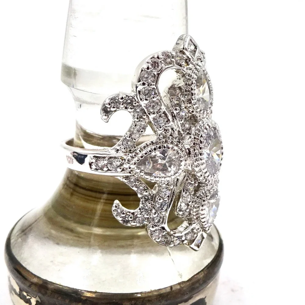 CFJ Sterling Silver CRYSTAL CZ RING Sz 9.75